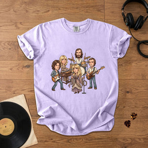 Fleetwood Mac Cartoon Band Graphic T-Shirt Classic Rock Fan Tee