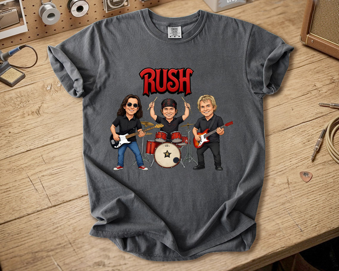 Rush Comfort Colors Tee Geddy Lee Neil Peart Alex Lifeson Band Members Tribute Shirt