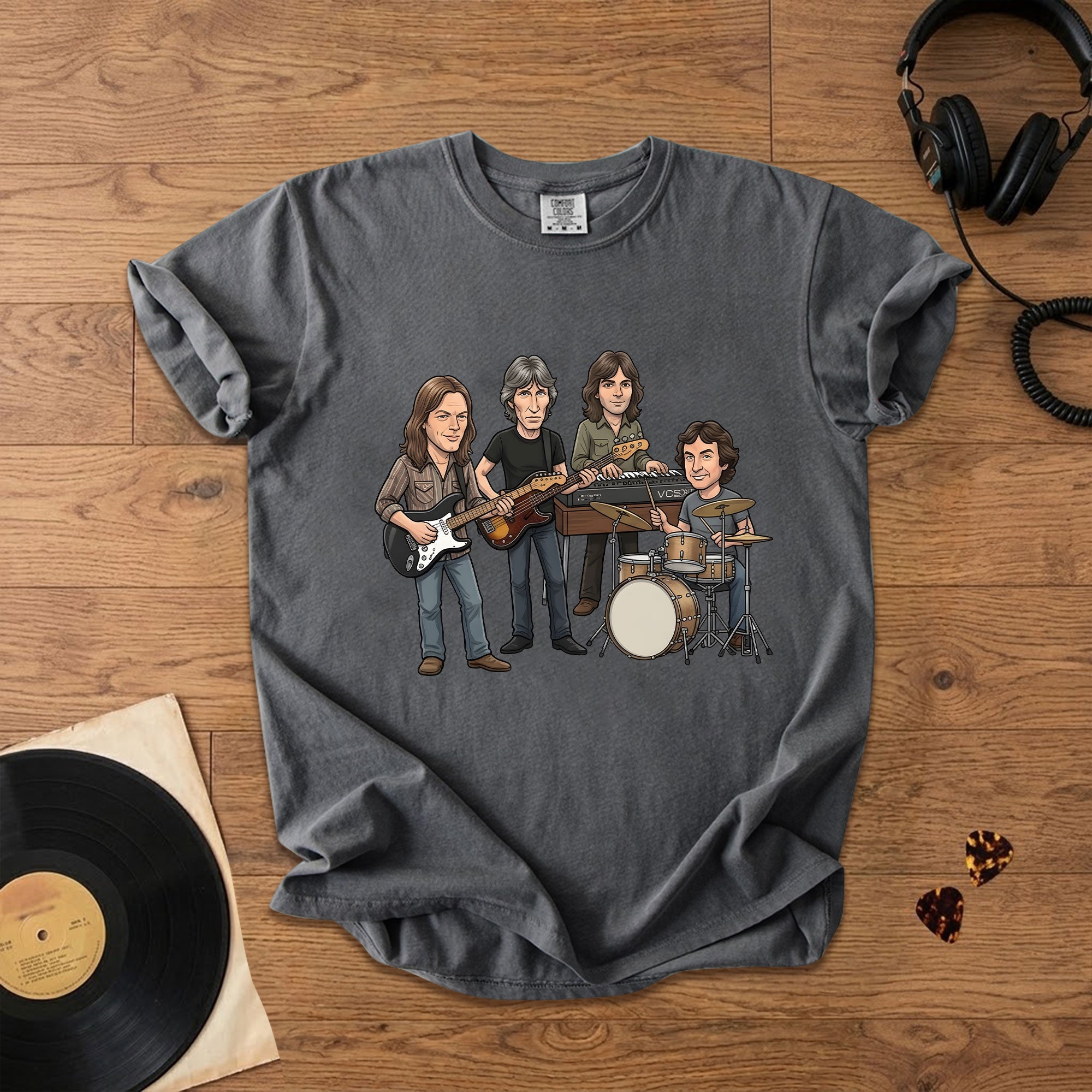 Pink Floyd Inspired Cartoon Band Comfort Tee Classic Rock Graphic T-Shirt