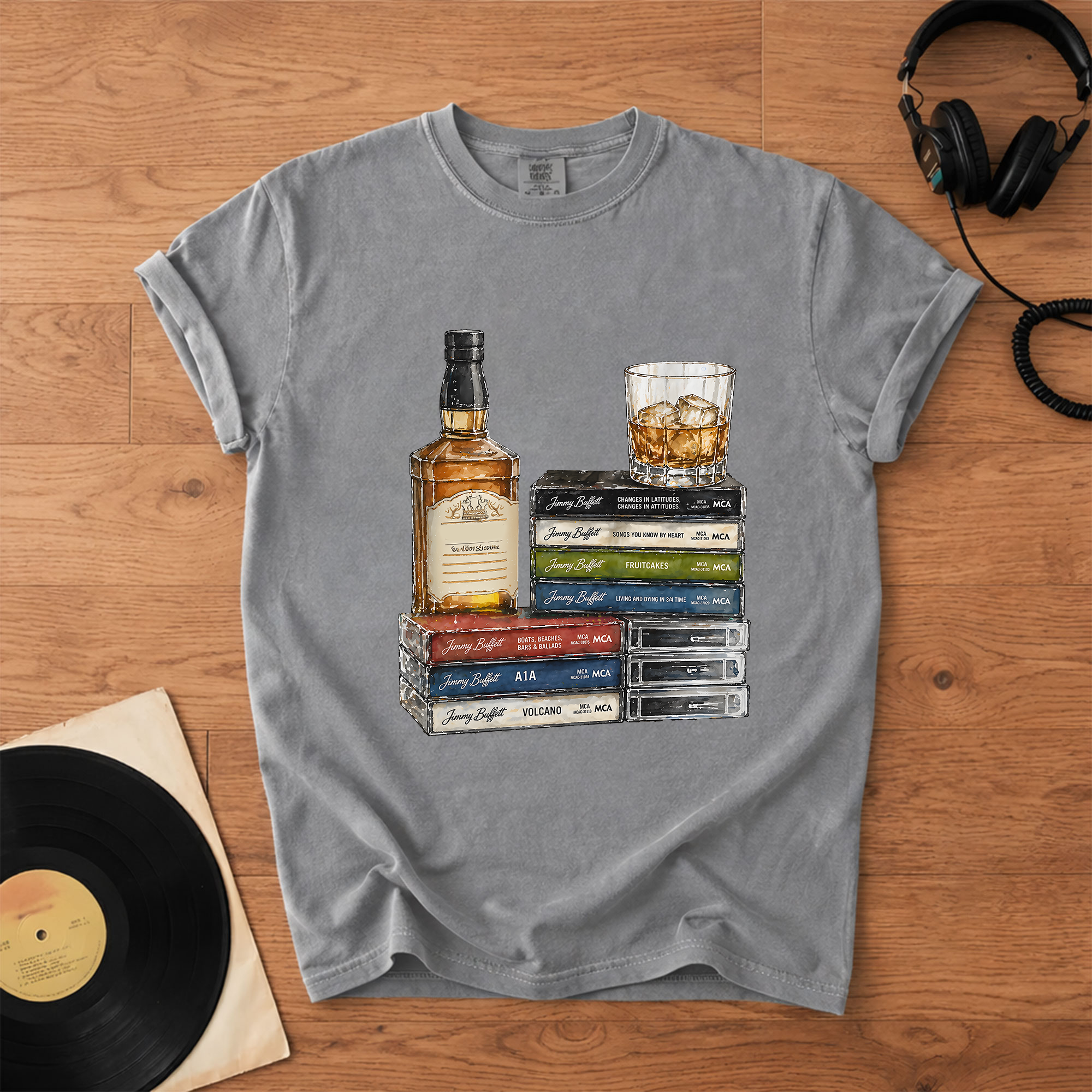 Jimmy Buffett Cassette Album Collection T-Shirt Retro Music Jimmy Buffett Merch Tee