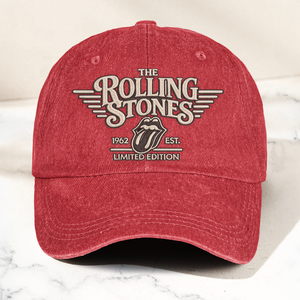 The Rolling Stones Tongue Logo Est 1962 Denim Cap Retro Vintage Dad Cap Gift For Dad (With Box)