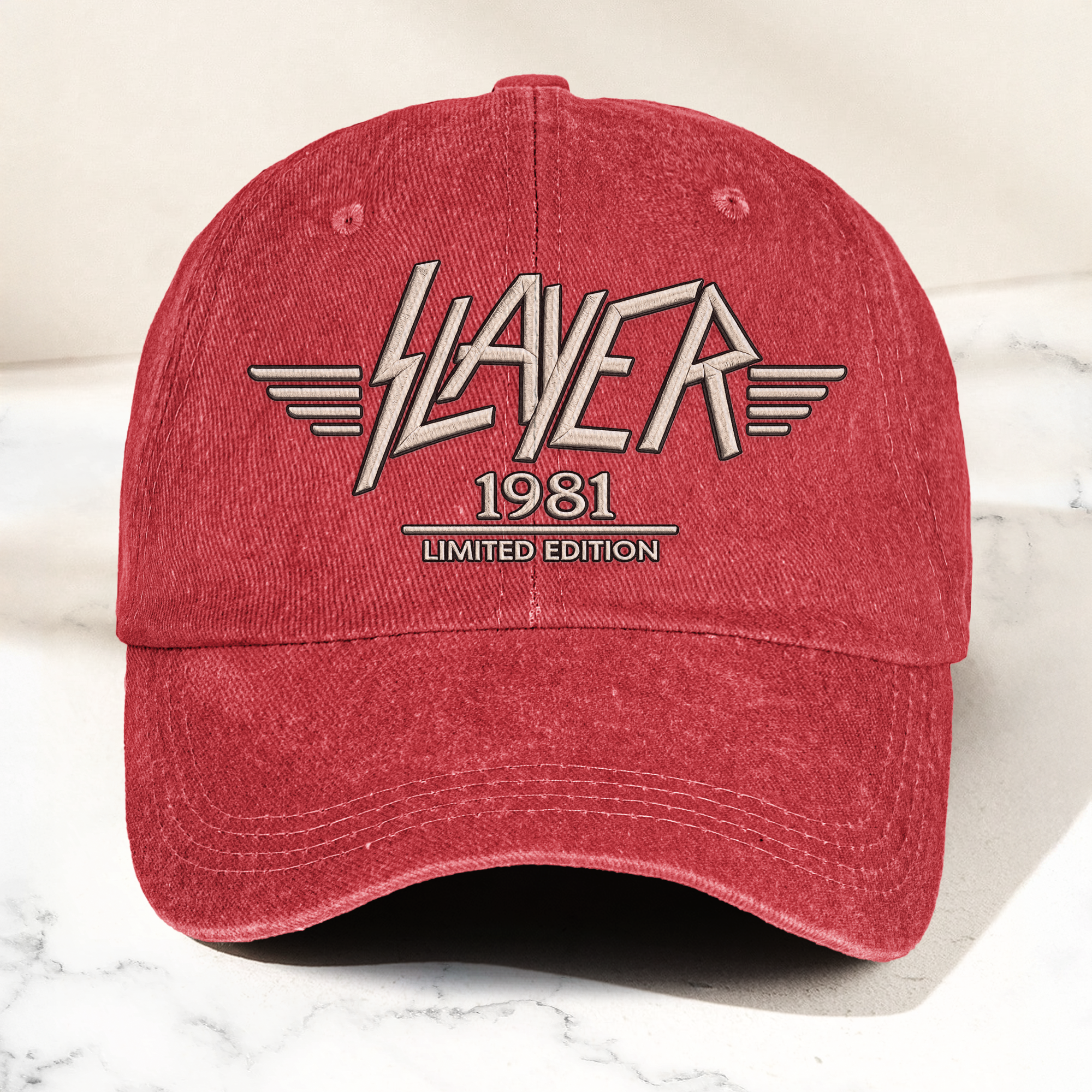 Slayer Band Logo Est 1981 Denim Cap Retro Vintage Dad Cap Gift For Dad (With Box)