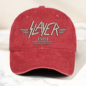 Slayer Band Logo Est 1981 Denim Cap Retro Vintage Dad Cap Gift For Dad (With Box)