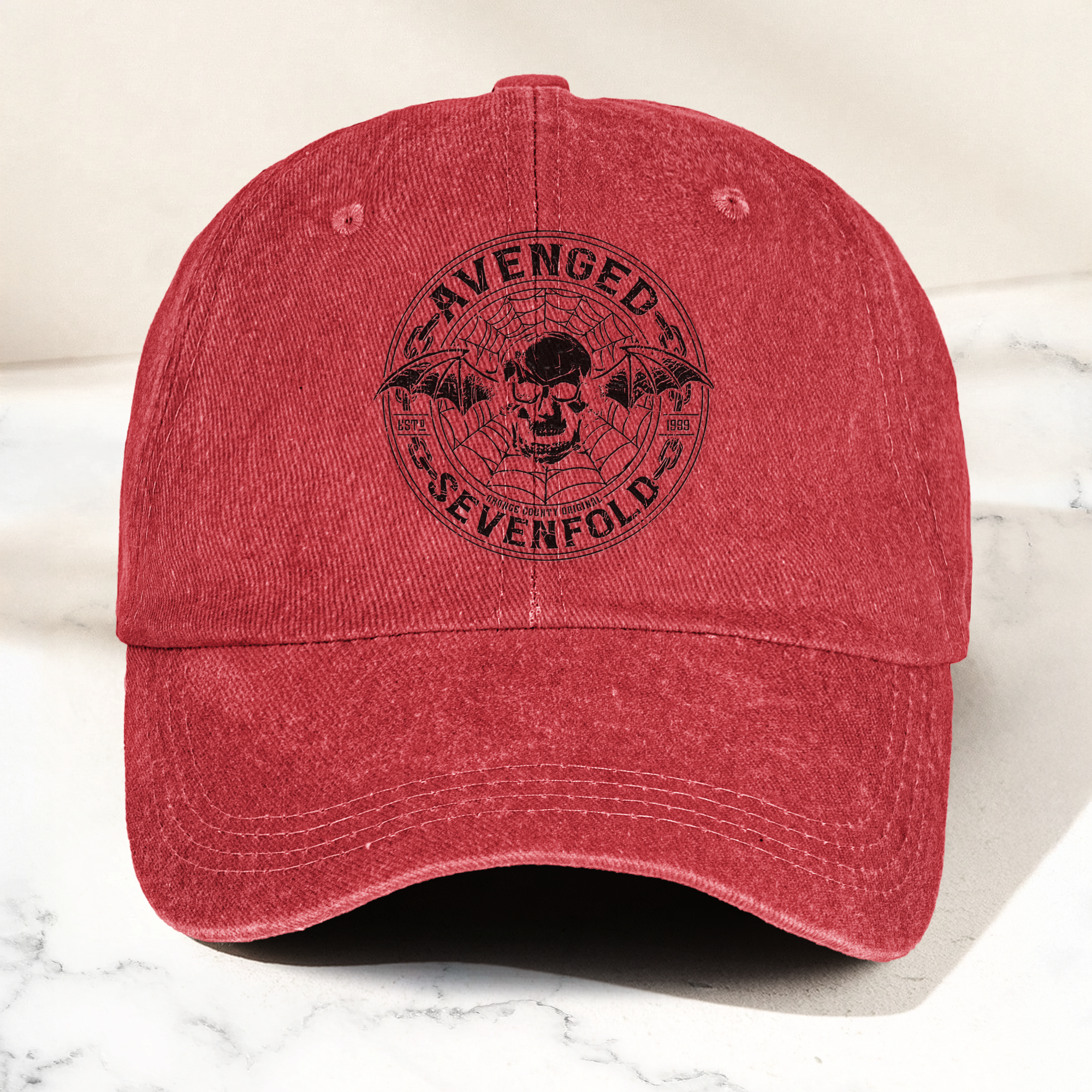 Avenged Sevenfold Deathbat Logo Denim Cap Retro Vintage Dad Cap Gift For Dad (With Box)