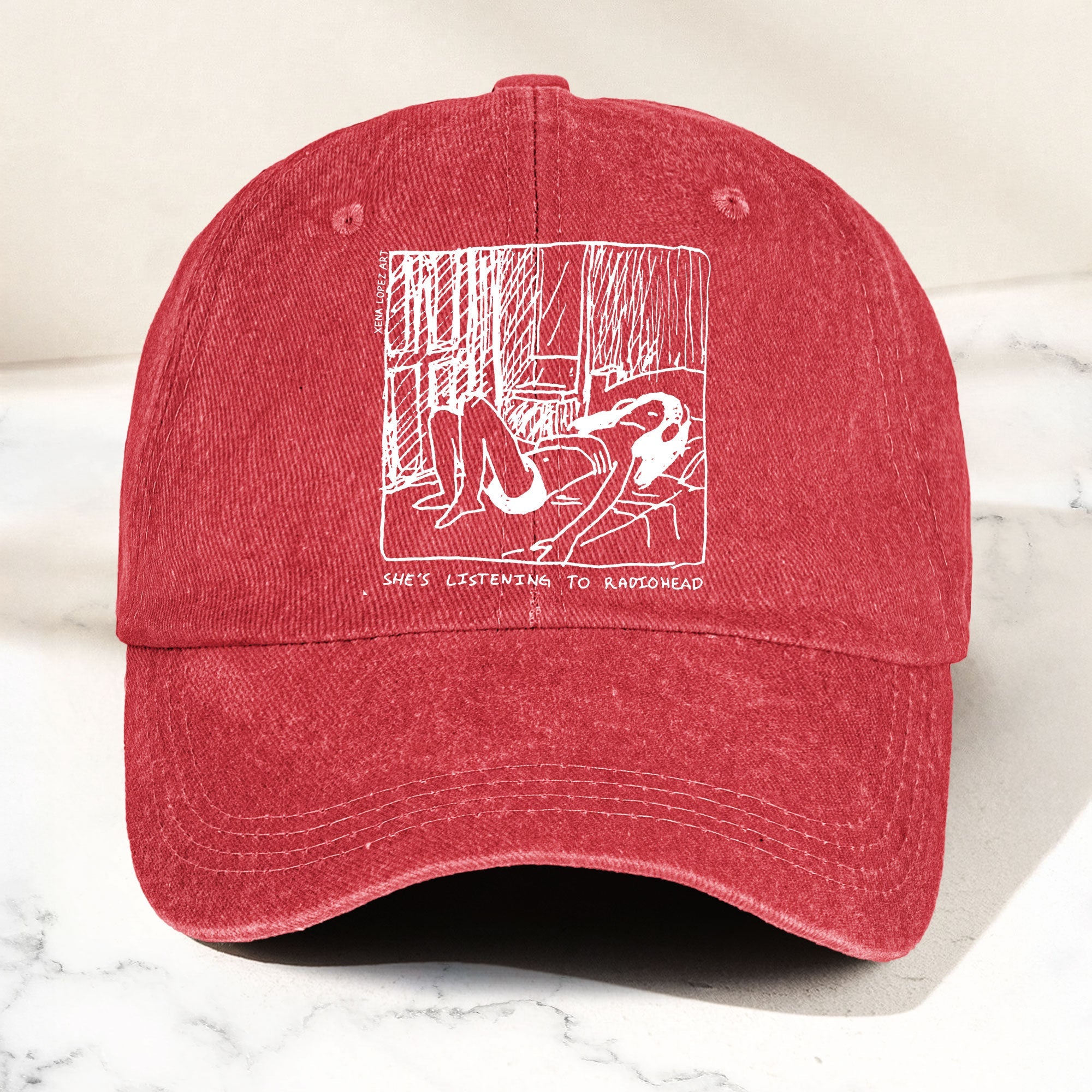 She's Listening to Radiohead Denim Cap Retro Radiohead Tribute Merch Dad Hat (With Box)