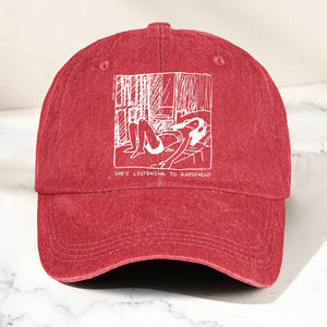 She's Listening to Radiohead Denim Cap Retro Radiohead Tribute Merch Dad Hat (With Box)