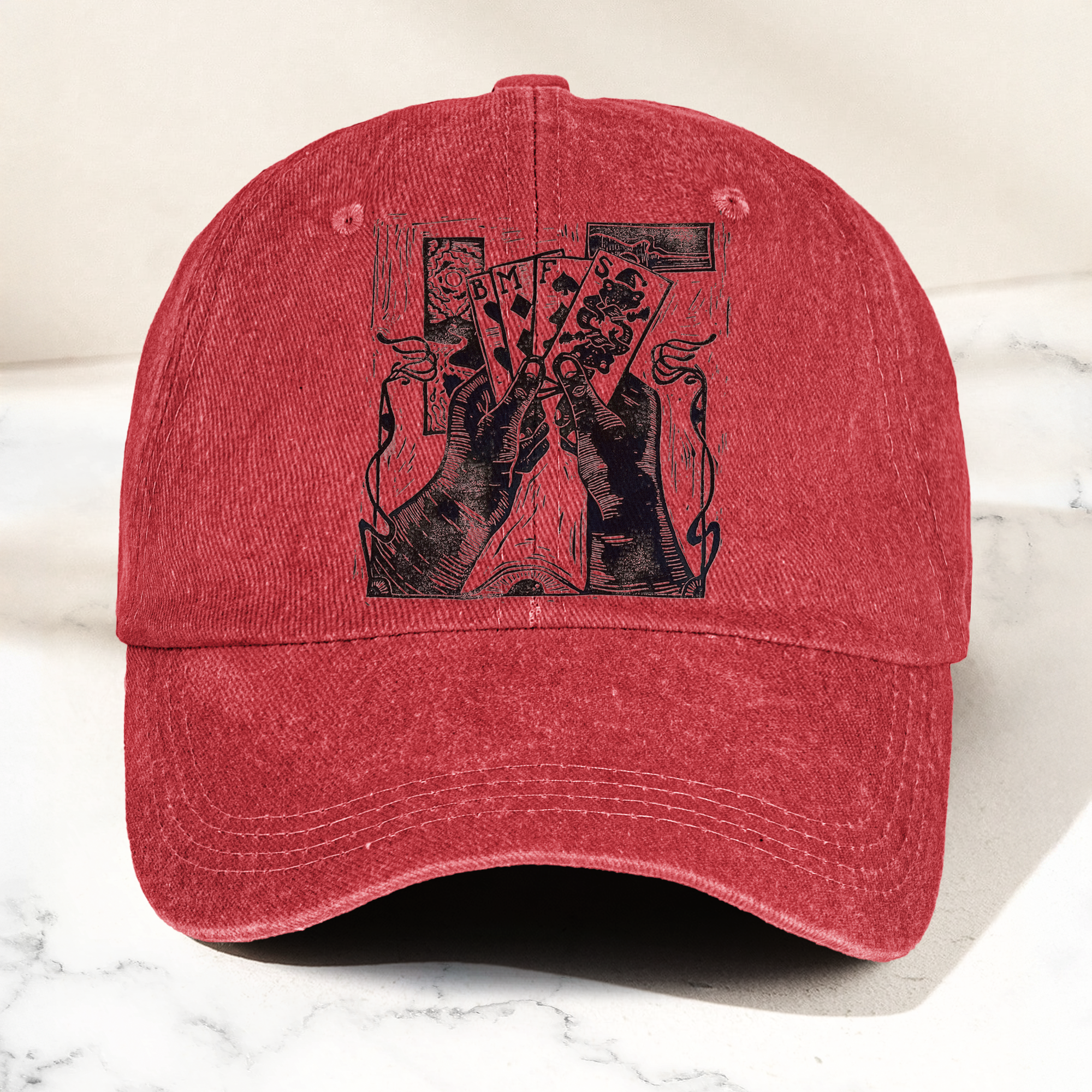 Billy Strings BMFS Playing Cards Woodcut Graphic Music Merch Denim Cap Retro Vintage Dad Cap Gift For Dad (With Box)