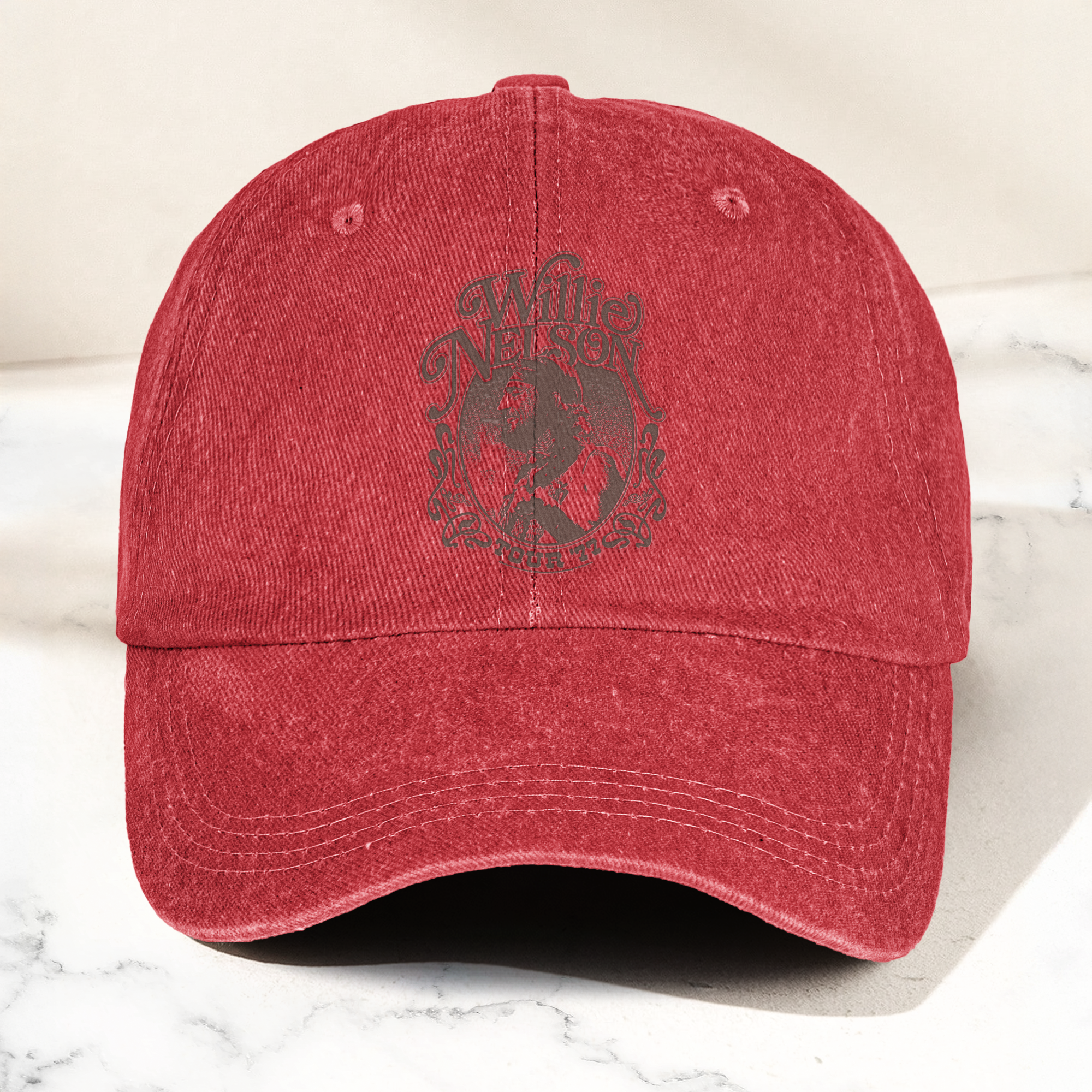 Willie Nelson Portrait Denim Cap Retro Music Willie Nelson Cap Gift For Dad (With Box)