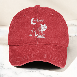 The Cure Vintage Cat Moon Denim Cap Vintage The Cure Band Album Merch Gift for Dad (With Box)