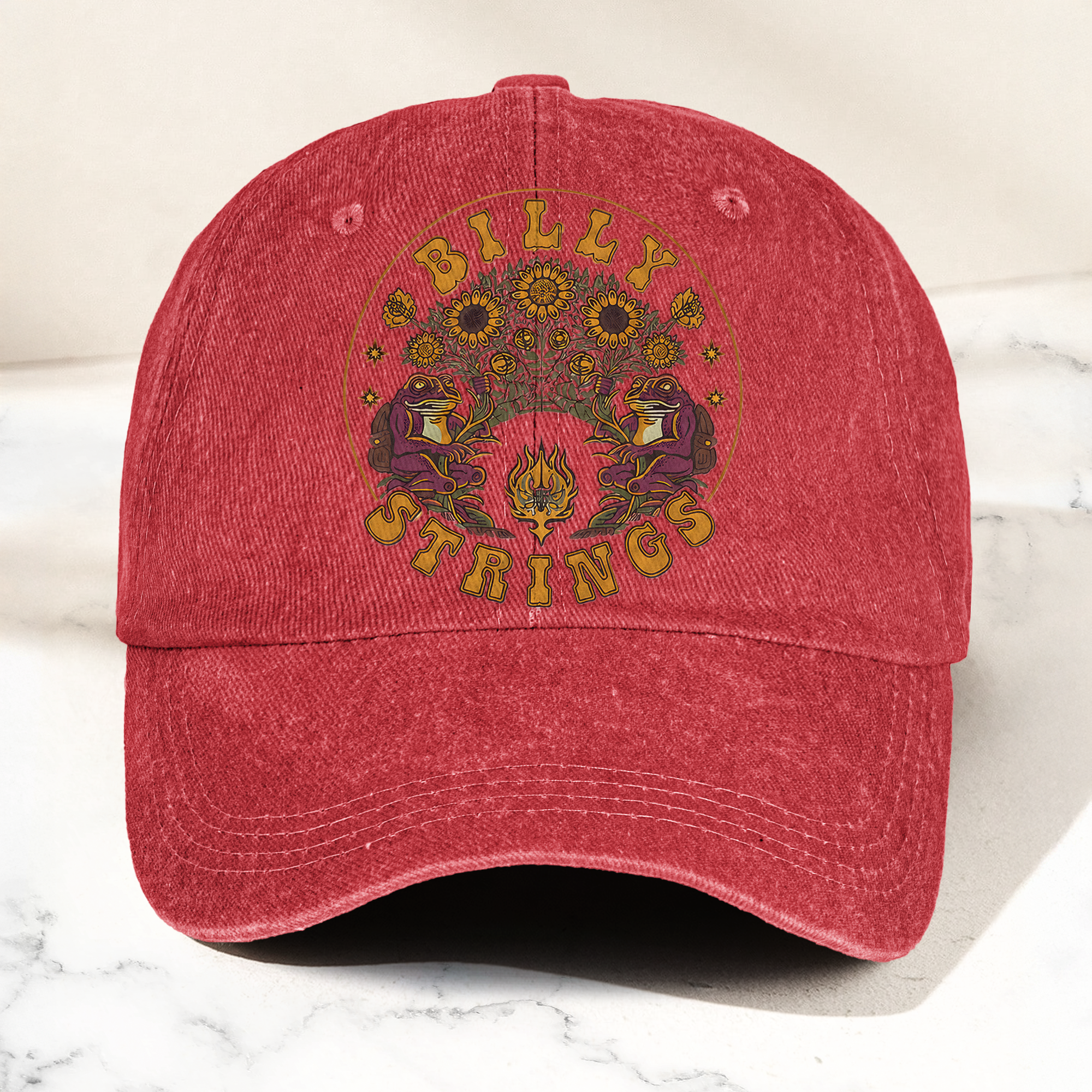 Billy Strings Sunflowers Frog Graphic Cosmic Bluegrass Retro Denim Cap Retro Vintage Dad Cap Gift For Dad (With Box)