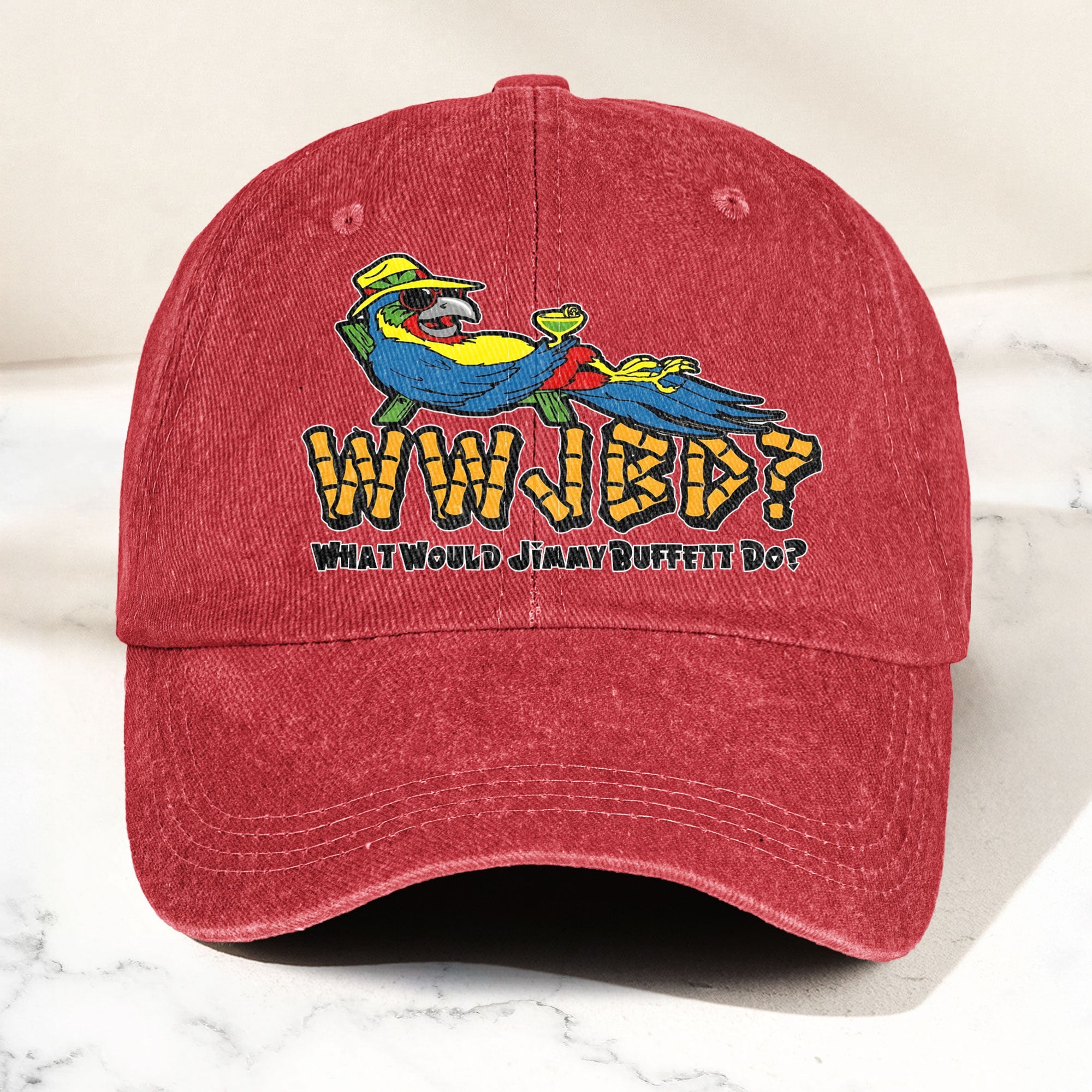 What Would Jimmy Buffett Do Denim Cap Retro Jimmy Buffett Merch Dad Hat (With Box)