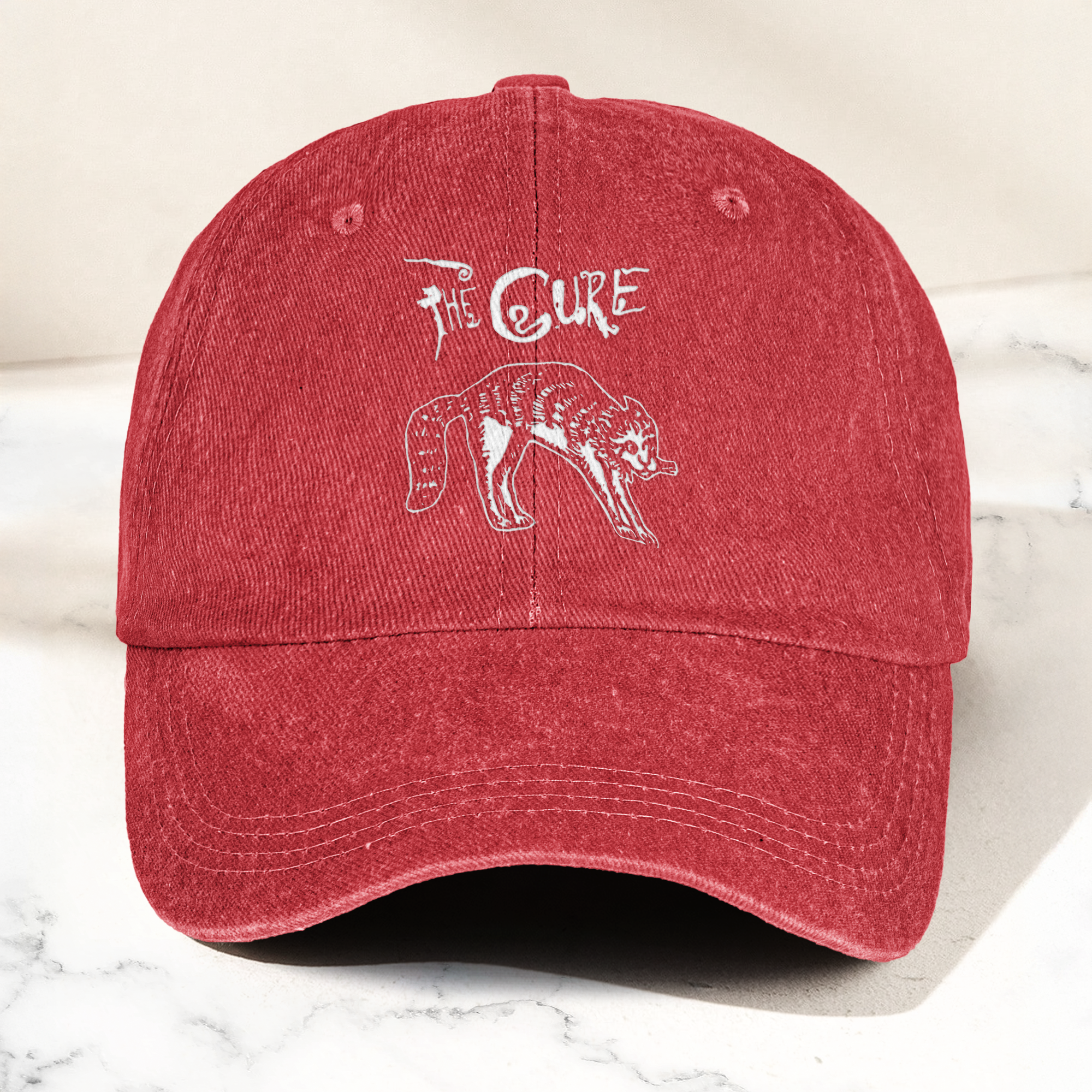 The Cure Rare Cat Artwork Vintage Denim Cap Retro The Cure Band Merch Gift for Dad (With Box)