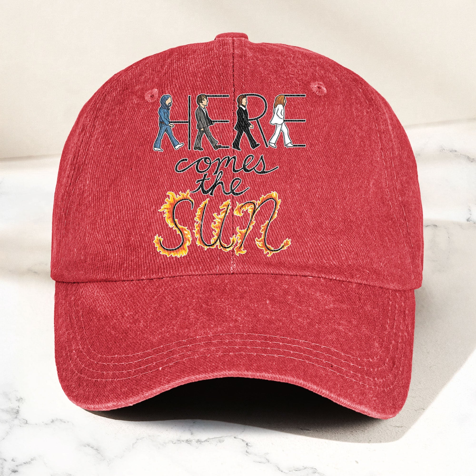 Here Comes the Sun Denim Cap Retro The Beatles Tribute Merch Dad Hat (With Box)