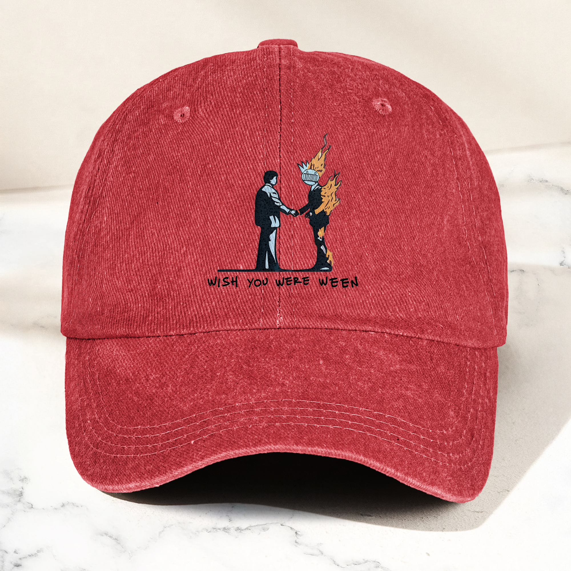 Wish You Were Ween Pink Floyd Denim Cap Retro Pink Floyd Merch Gift for Dad (With Box)