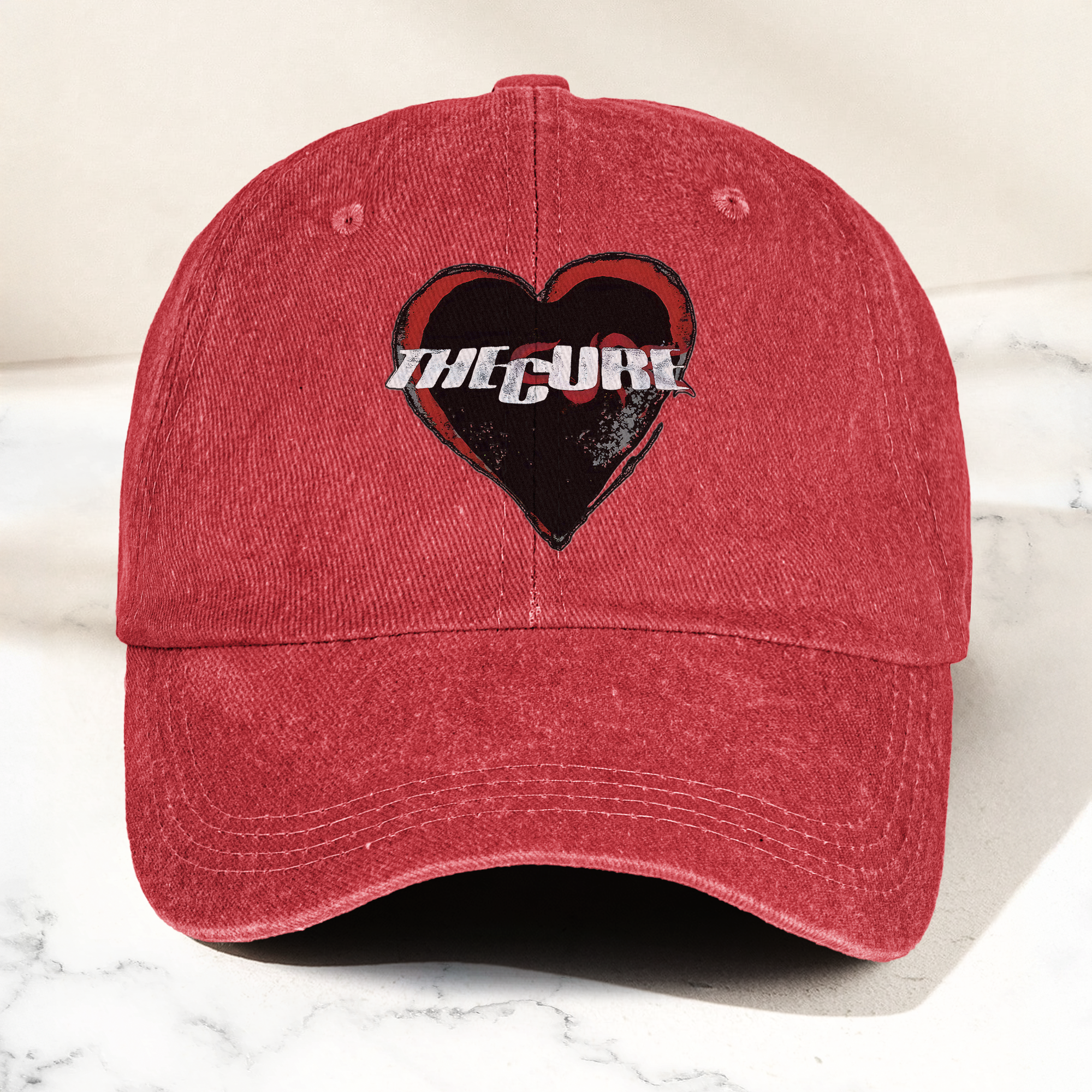 The Cure Heart Logo Denim Cap Vintage The Cure Band Album Merch Gift for Dad (With Box)