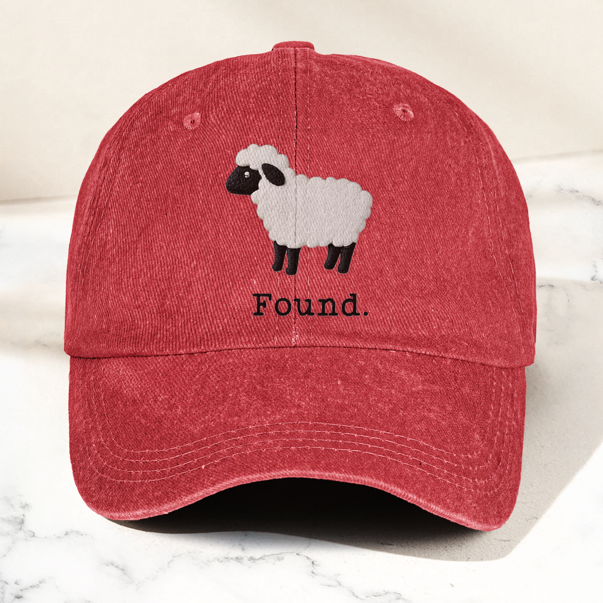 Found Lost Sheep Christian Faith Denim Cap Vintage Dad Cap Gift For Dad (With Box)