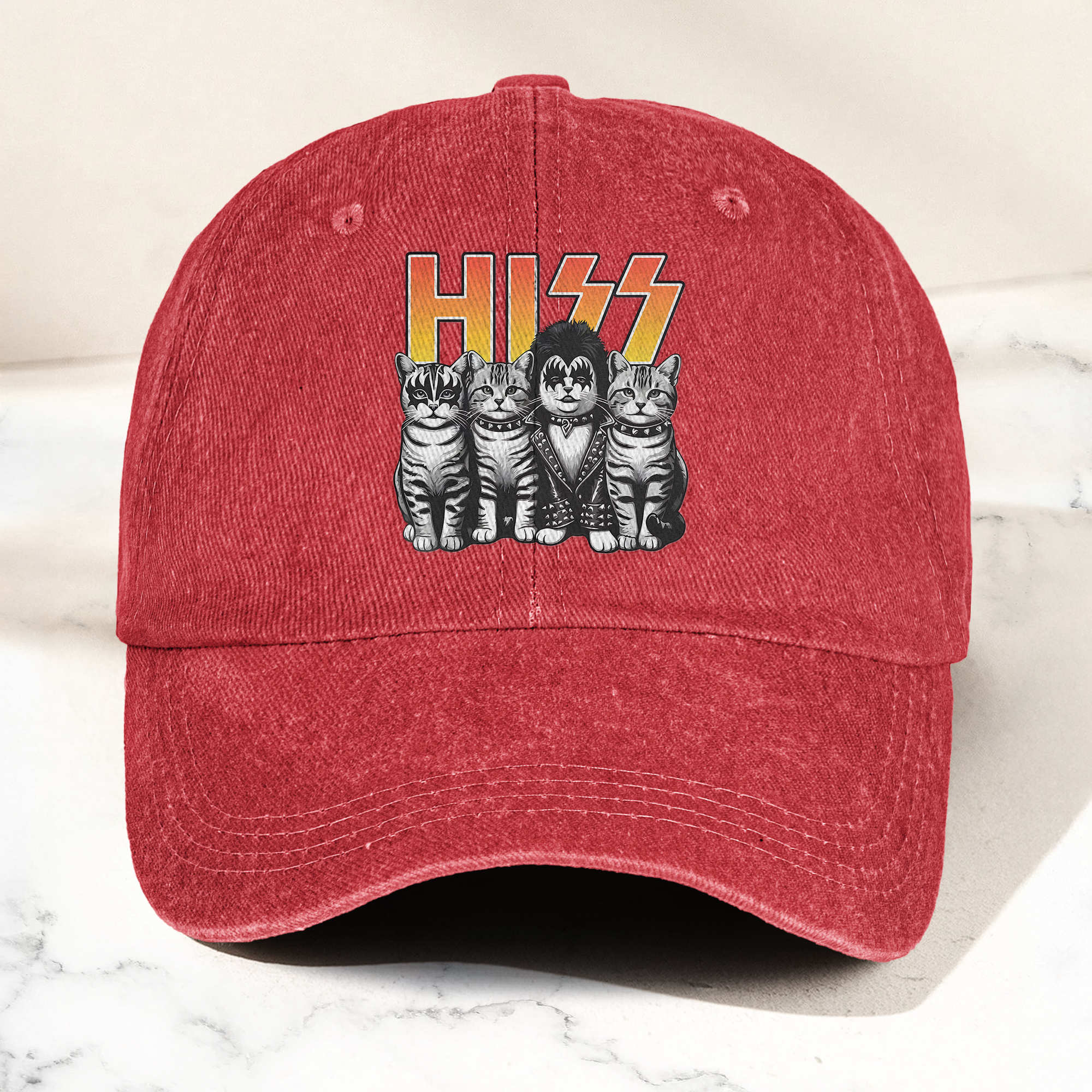 Hiss Cats Rock Kittens Denim Cap Retro Hiss Band Merch Gift for Dad (With Box)