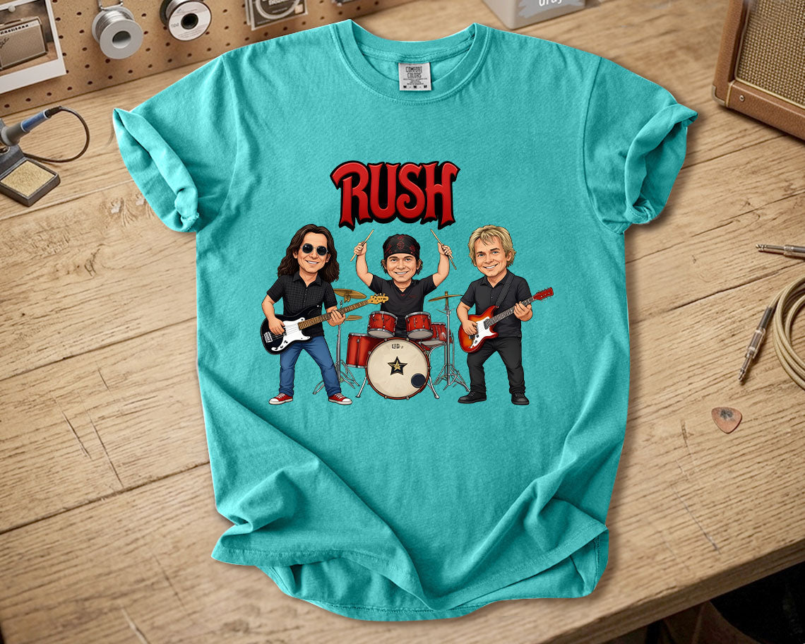 Rush Comfort Colors Tee Geddy Lee Neil Peart Alex Lifeson Band Members Tribute Shirt