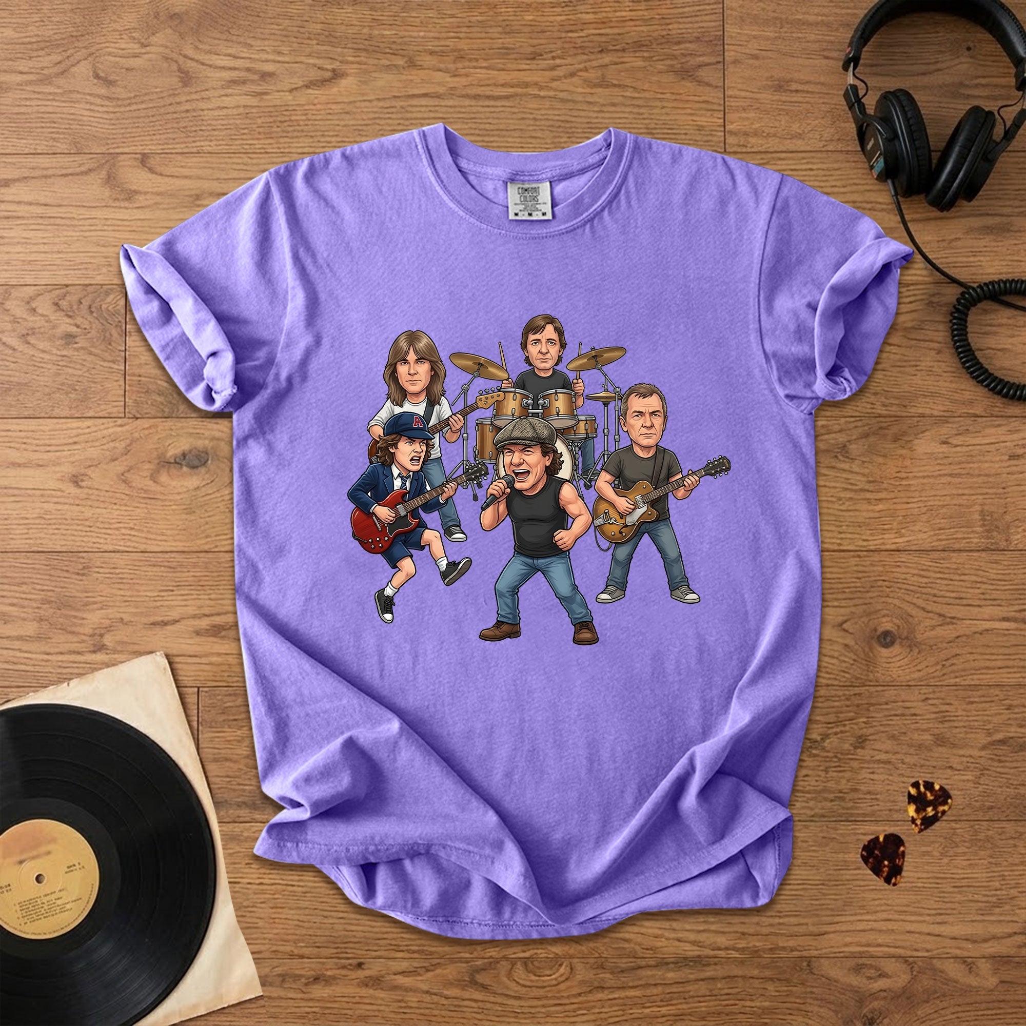 AC/DC Caricature Band T-Shirt Classic Rock Legends Graphic Tee