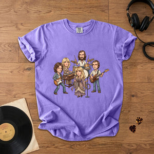 Fleetwood Mac Cartoon Band Graphic T-Shirt Classic Rock Fan Tee