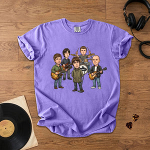 Oasis Cartoon Band Graphic T-Shirt Britpop Fan Tee