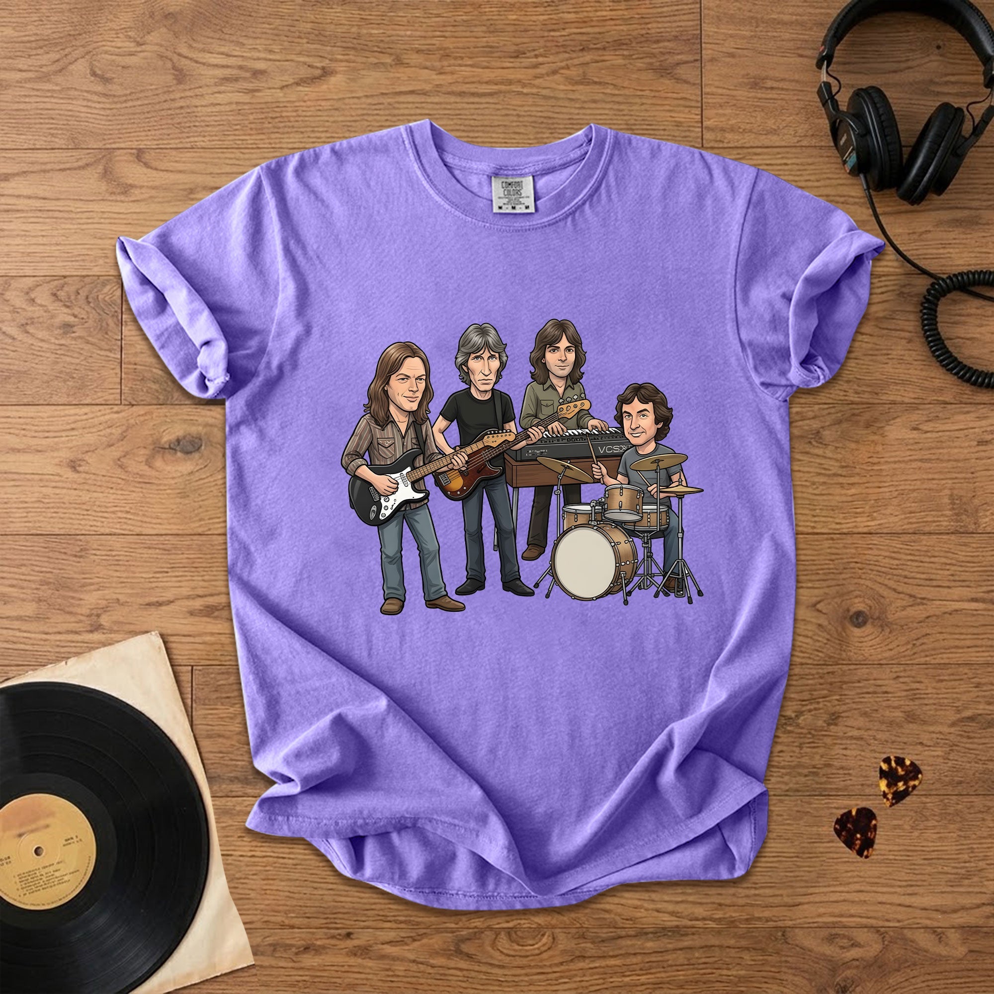 Pink Floyd Inspired Cartoon Band Comfort Tee Classic Rock Graphic T-Shirt