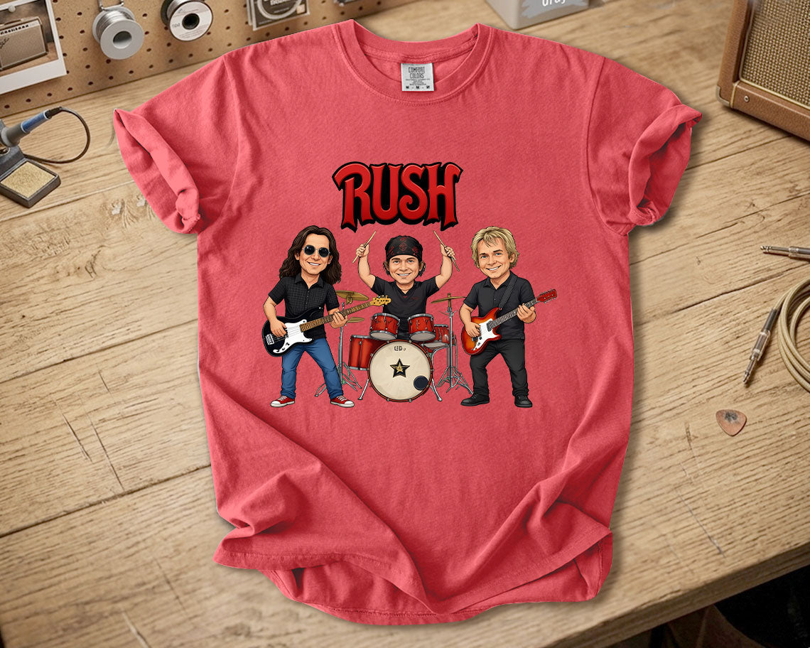 Rush Comfort Colors Tee Geddy Lee Neil Peart Alex Lifeson Band Members Tribute Shirt