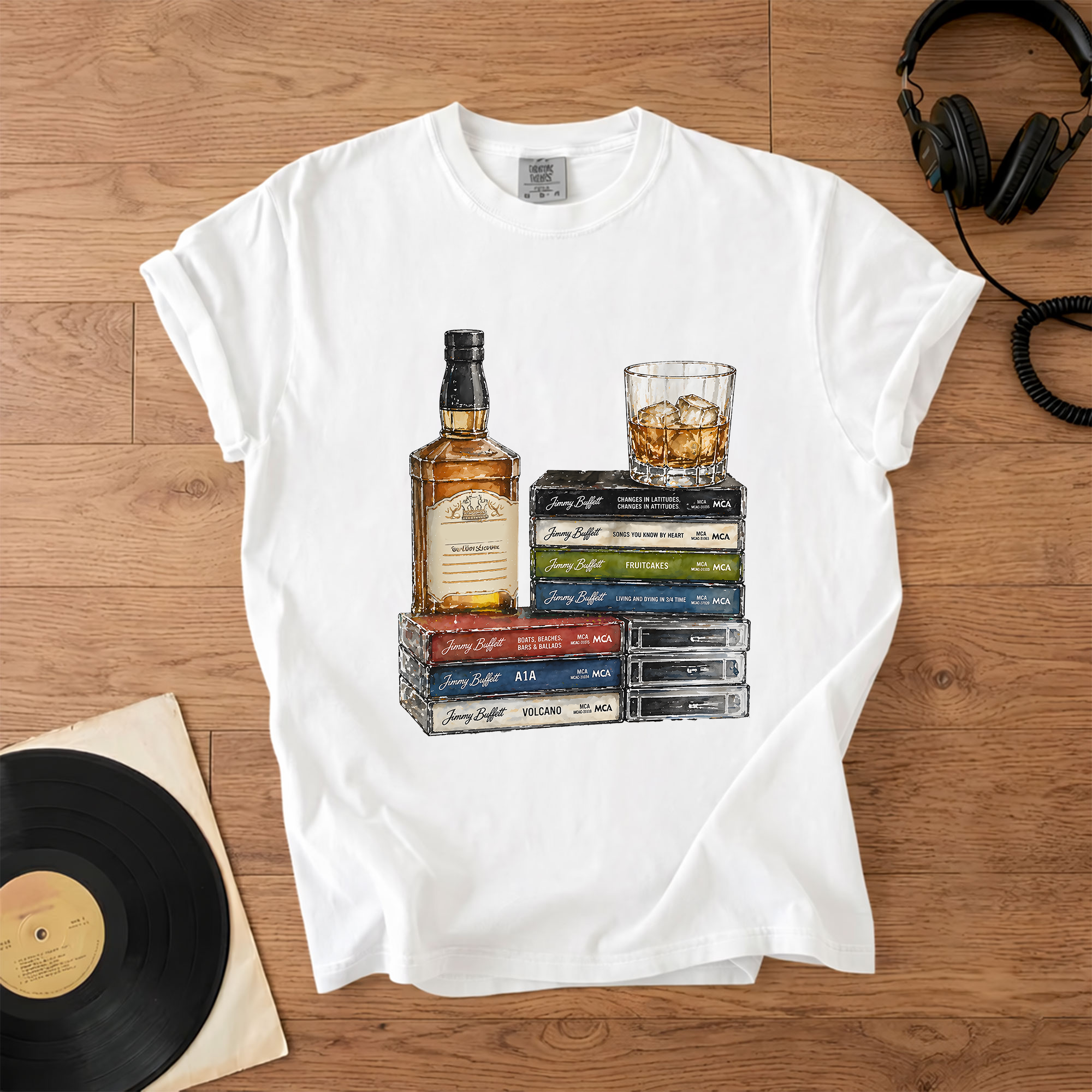 Jimmy Buffett Cassette Album Collection T-Shirt Retro Music Jimmy Buffett Merch Tee