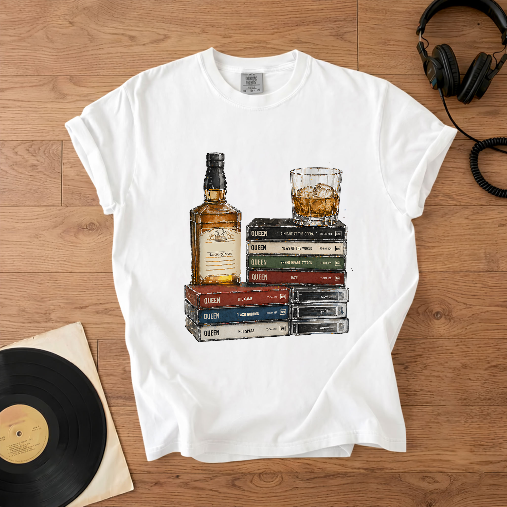 Queen Band Cassette Album Collection T-Shirt Retro Rock Music Queen Band Merch Tee
