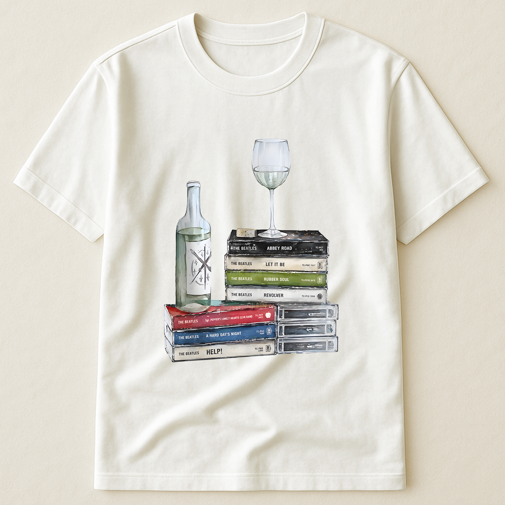 The Beatles Cassette Album Collection T-Shirt Retro Music The Beatles Merch Tee