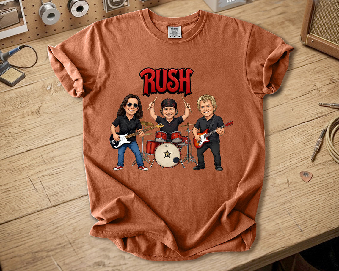 Rush Comfort Colors Tee Geddy Lee Neil Peart Alex Lifeson Band Members Tribute Shirt