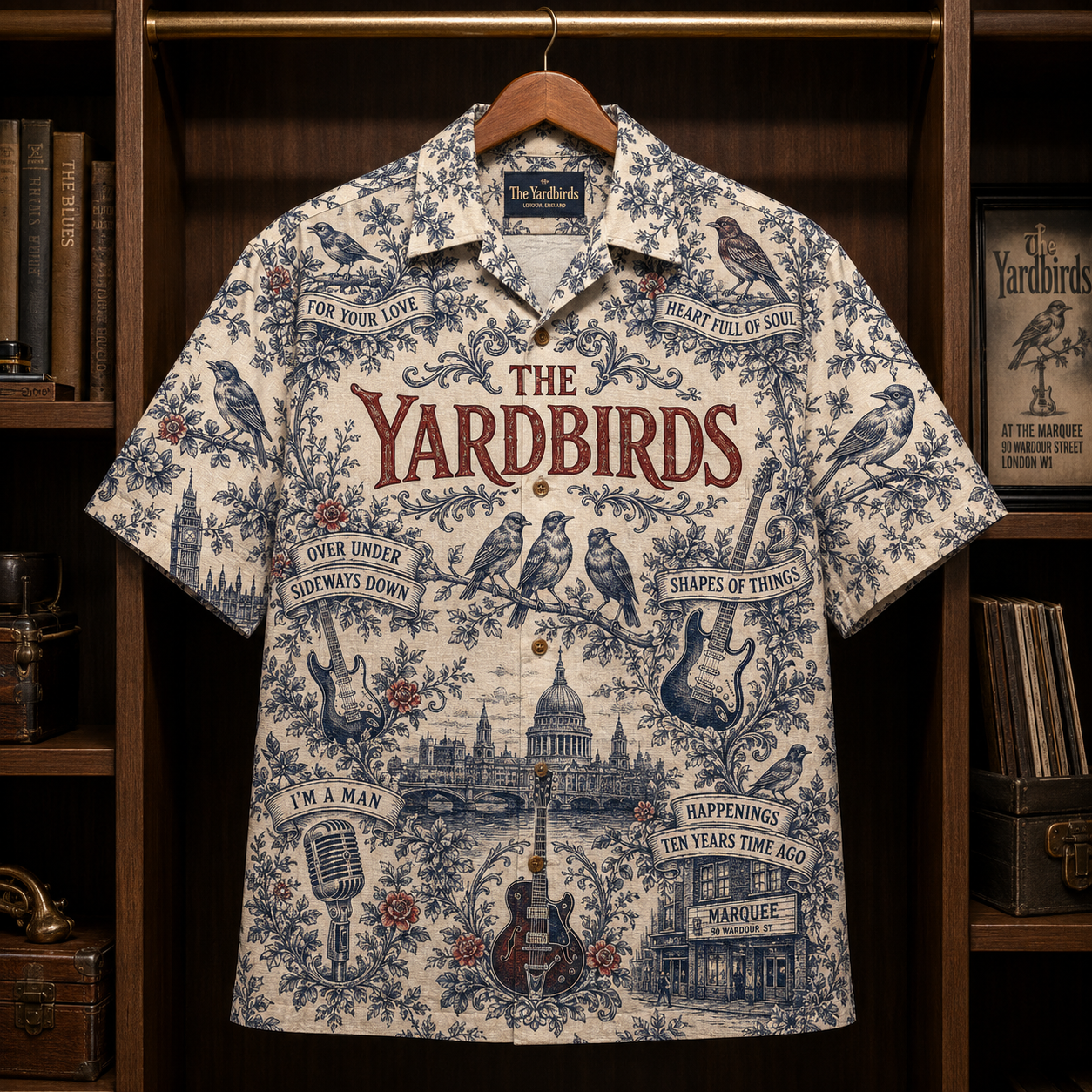 The Yardbirds Hawaiian Shirt - Unisex Vintage Toile De Jouy For Your Love Button Up