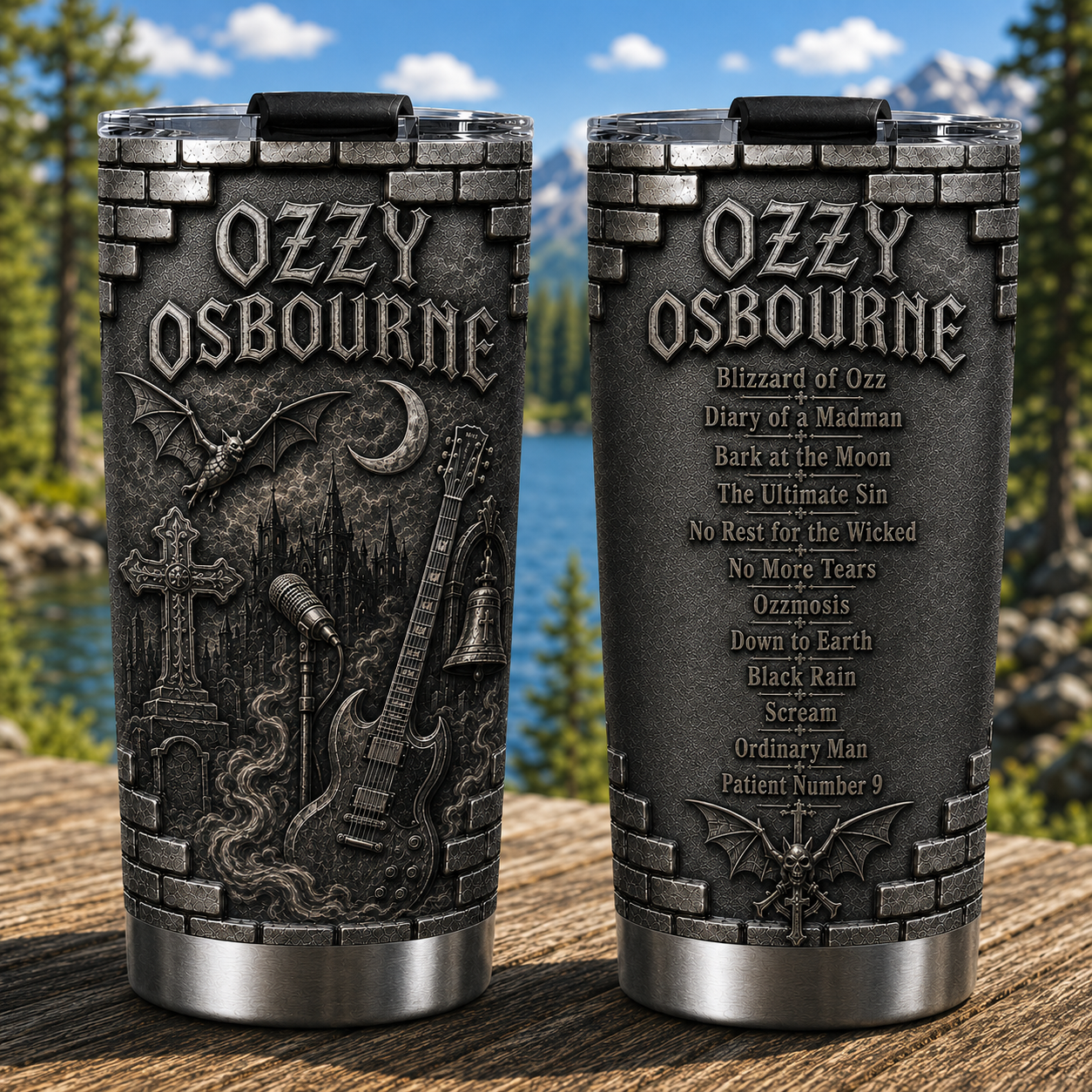 Ozzy Osbourne 3D Printed Stainless Steel Tumbler Heavy Metal Album List Travel Mug