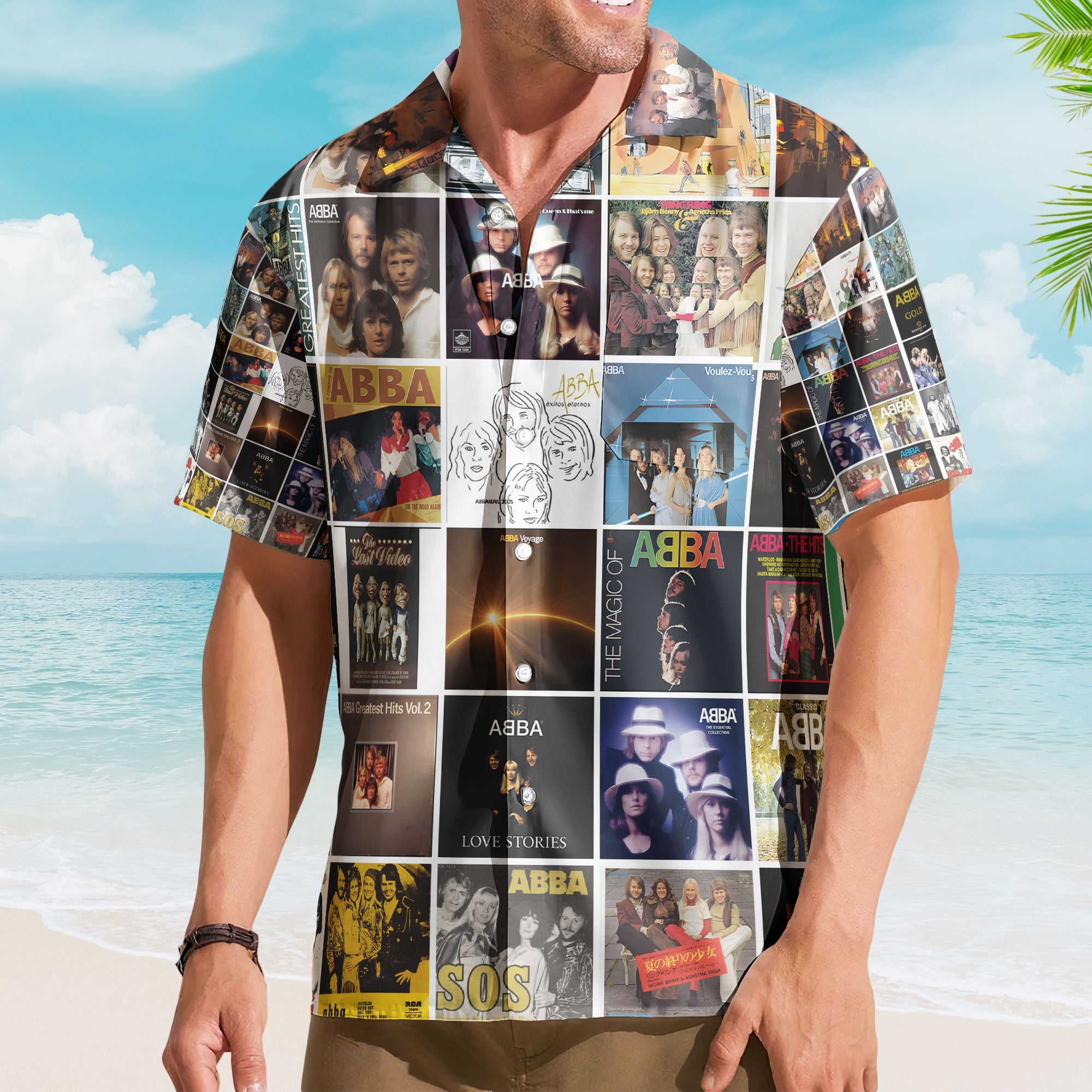 ABBA Hawaiian Shirt – Iconic Album Collage Vintage Music Style