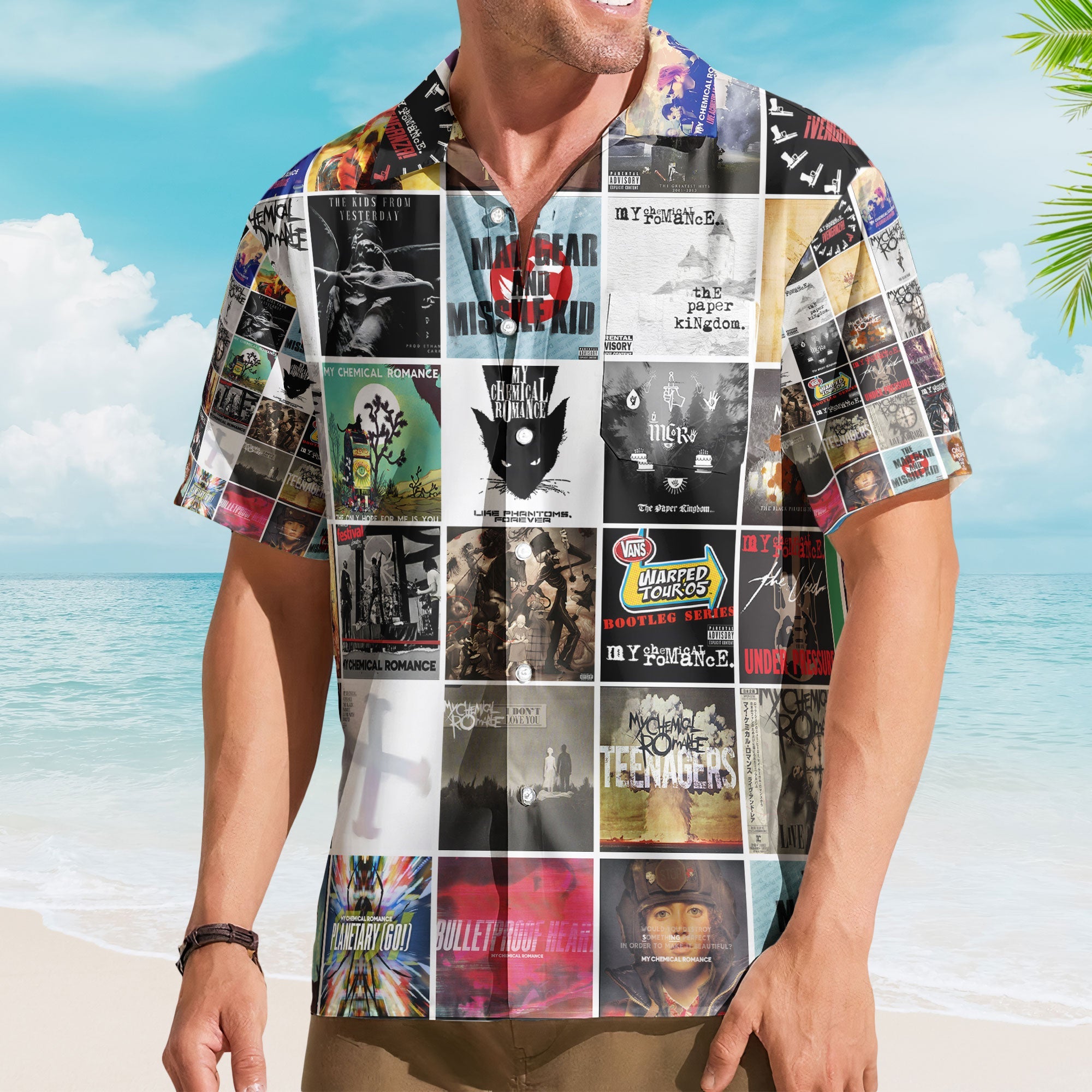 Deep Purple Hawaiian Shirt – Vintage Album Collage Classic Rock Style