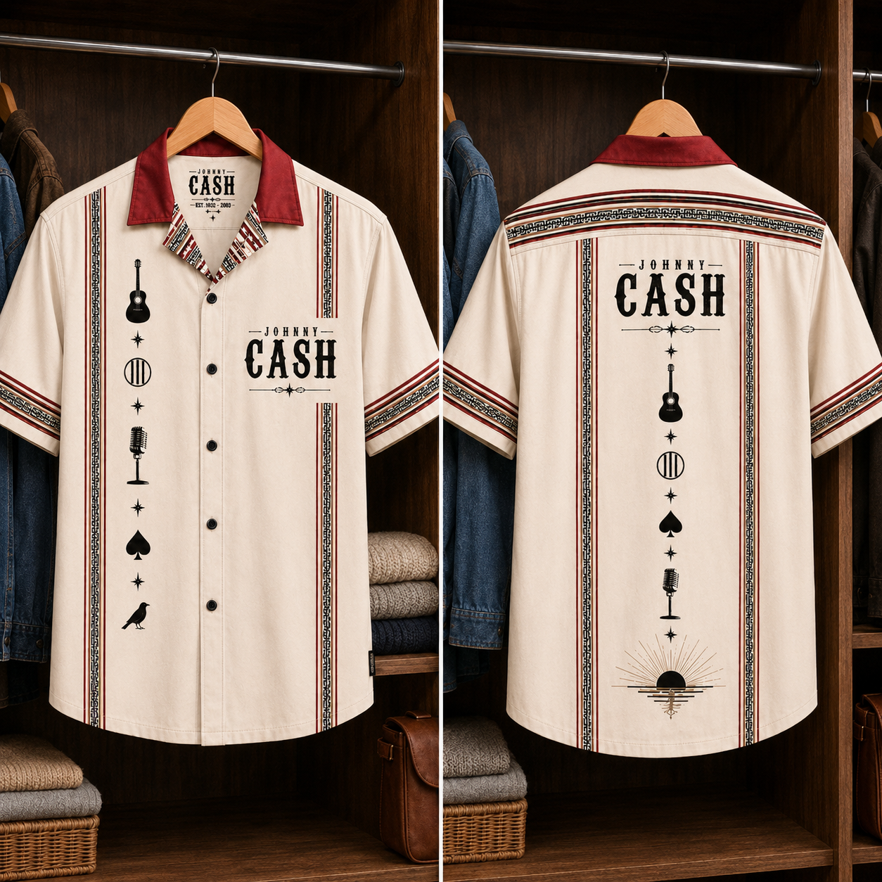 Johnny Cash Luxury Design Hawaiian Shirt – Mexican Inspired Hawaiian Shirt White Version