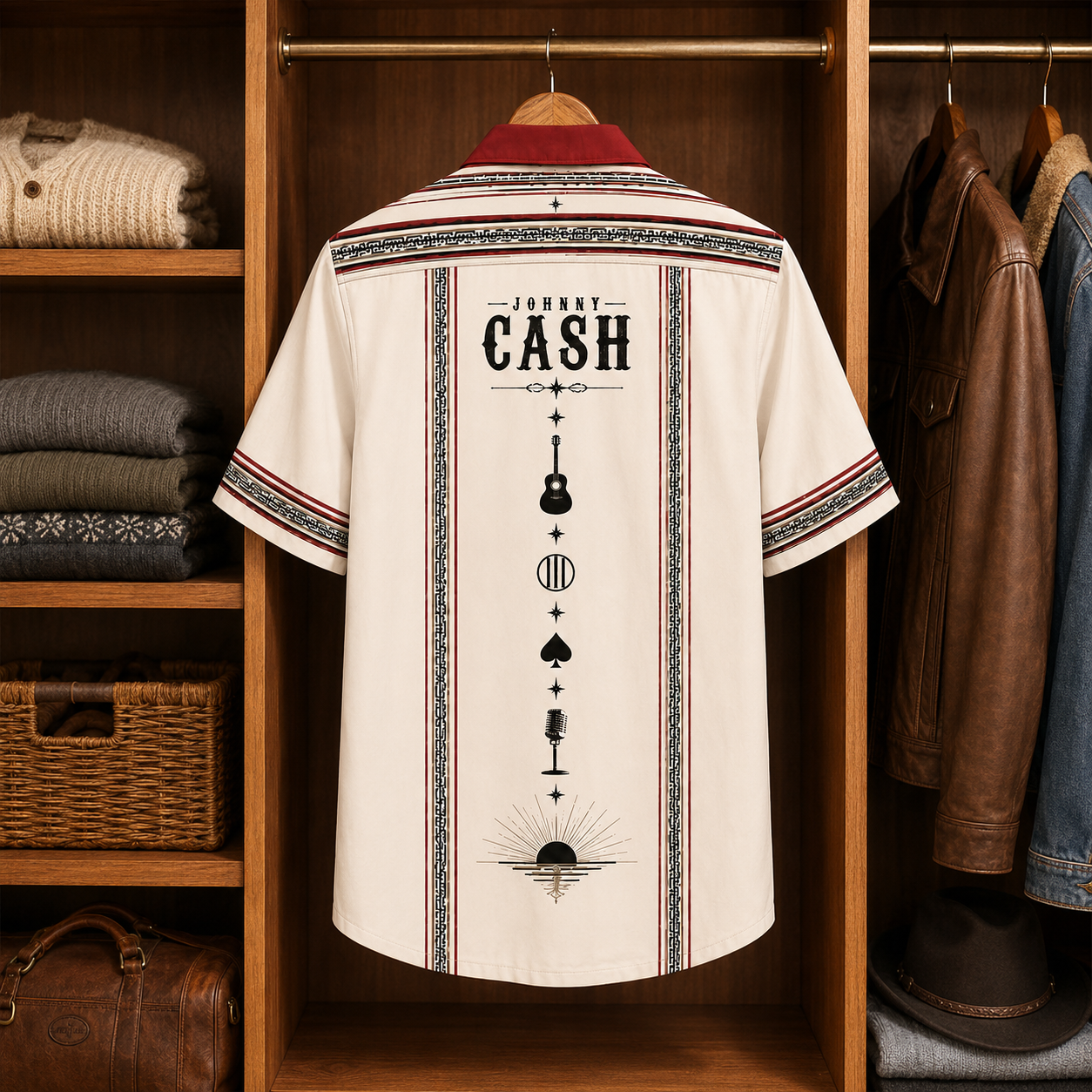 Johnny Cash Luxury Design Hawaiian Shirt – Mexican Inspired Hawaiian Shirt White Version