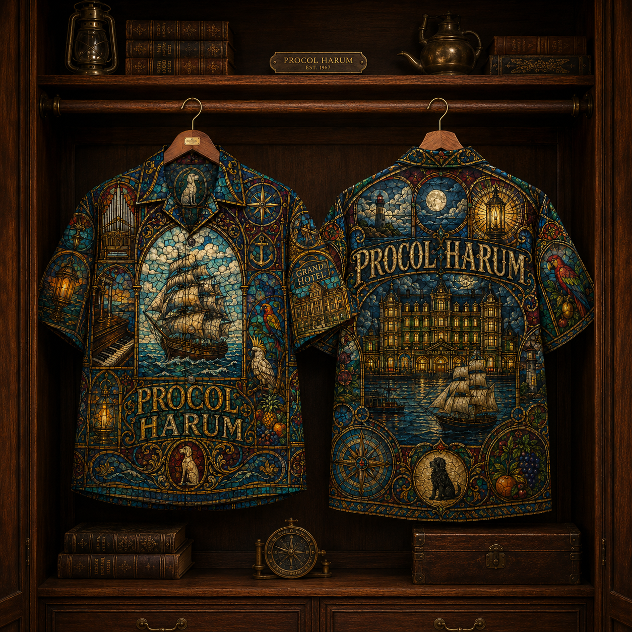 Procol Harum Hawaiian Shirt - Stained Glass Progressive Rock All-Over Print Button-Up Shirt