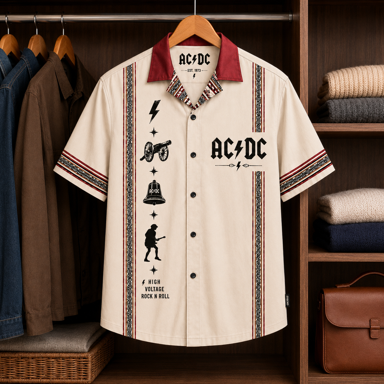 AC/DC Luxury Design Hawaiian Shirt – Mexican Inspired Hawaiian Shirt White Version