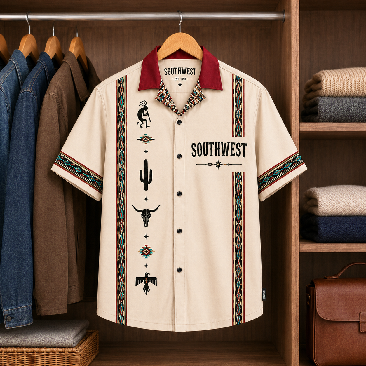 Southwestern Landscape Hawaiian Shirt – Mexican Inspired Hawaiian Shirt White Version