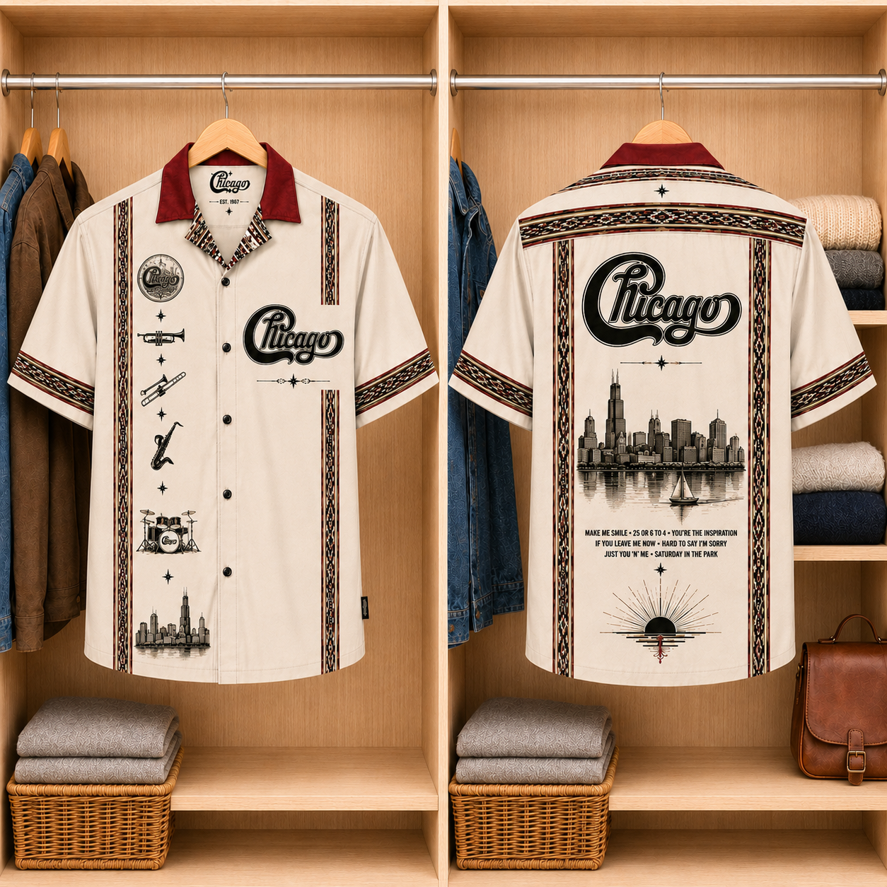 Chicago Luxury Design Hawaiian Shirt – Mexican Inspired Hawaiian Shirt White Version