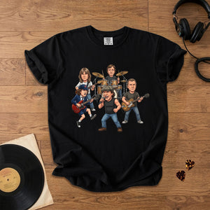 AC/DC Caricature Band T-Shirt Classic Rock Legends Graphic Tee