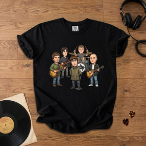 Oasis Cartoon Band Graphic T-Shirt Britpop Fan Tee