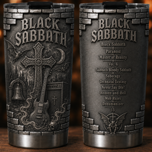 Black Sabbath 3D Printed Stainless Steel Tumbler Heavy Metal Album List Travel Mug