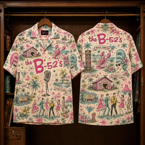 The B-52’s Hawaiian Shirt - Retro Tropical Rock Band AOP Button Up Shirt for Couples and Beach Vacation Style