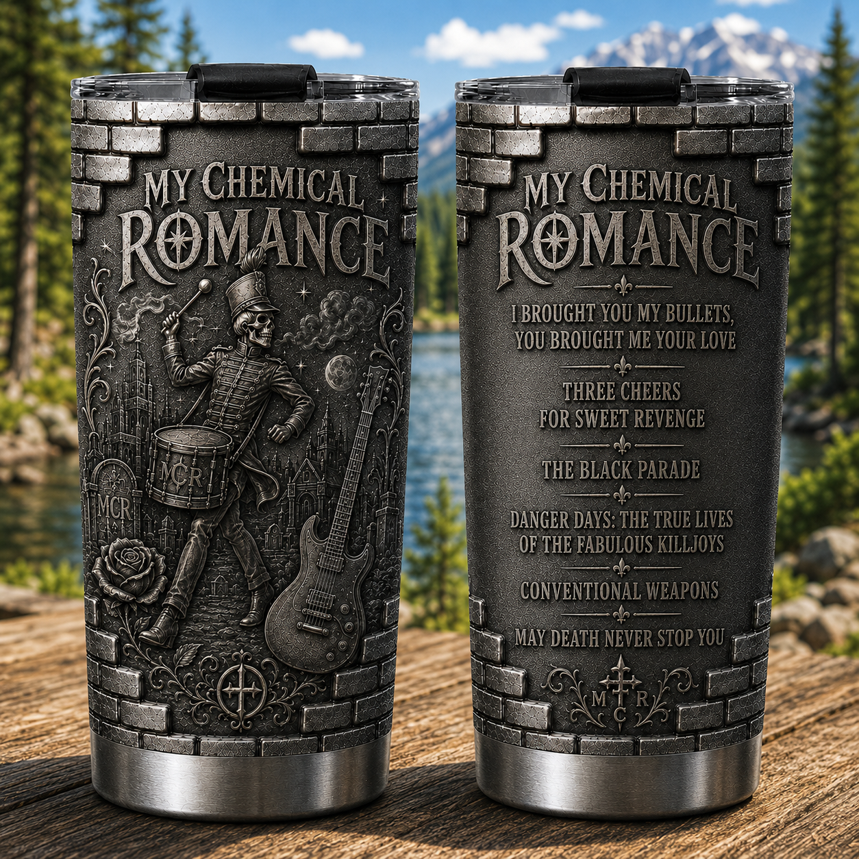 My Chemical Romance 3D Printed Stainless Steel Tumbler Emo Rock Travel Mug