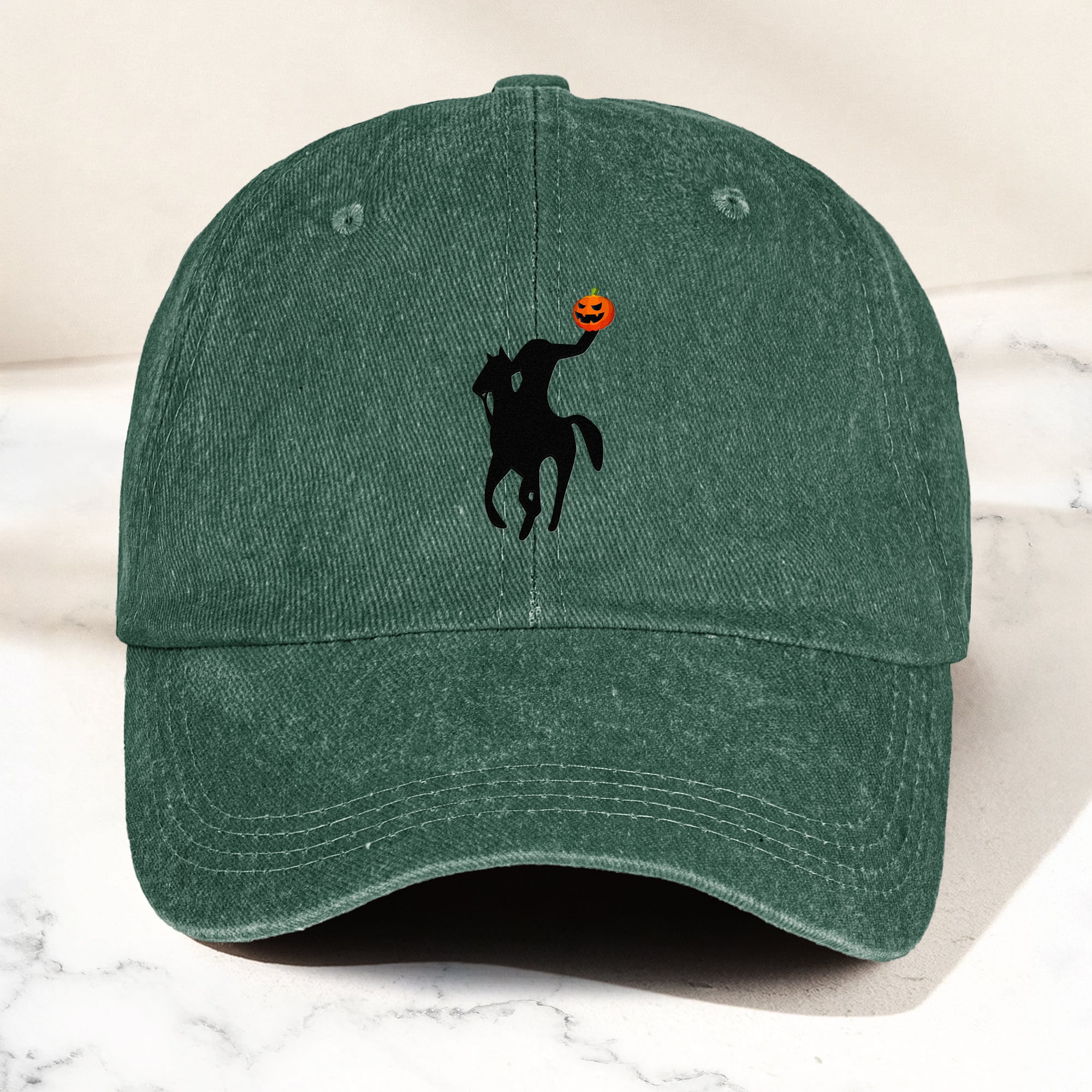 Headless Horseman Halloween Denim Cap