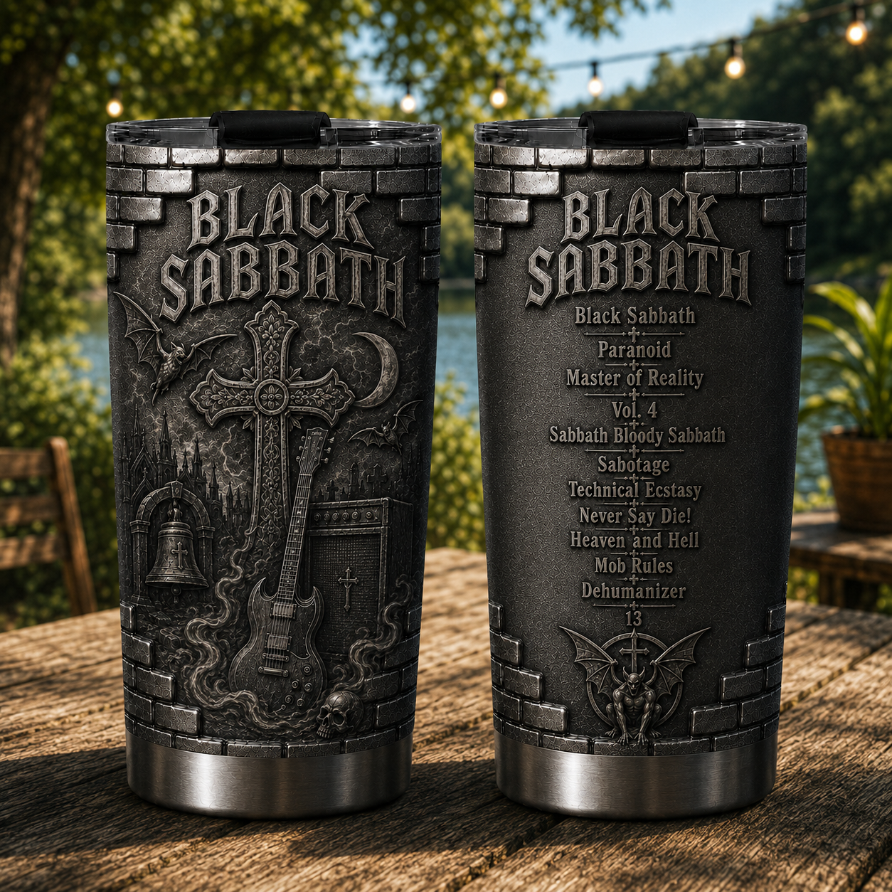 Black Sabbath 3D Printed Stainless Steel Tumbler Heavy Metal Album List Travel Mug