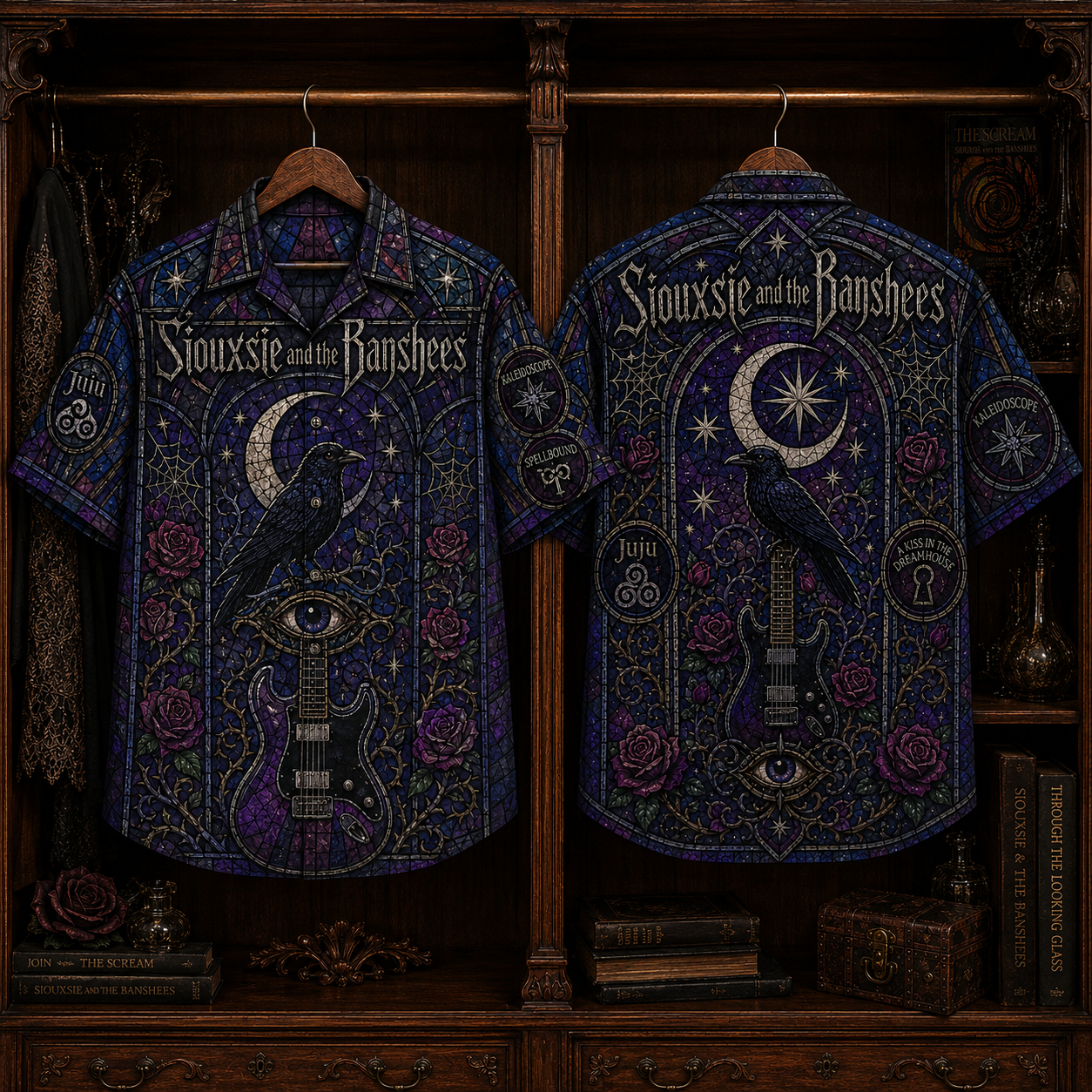Siouxsie and the Banshees Hawaiian Shirt - Gothic Stained Glass Post-Punk Button-Up Shirt