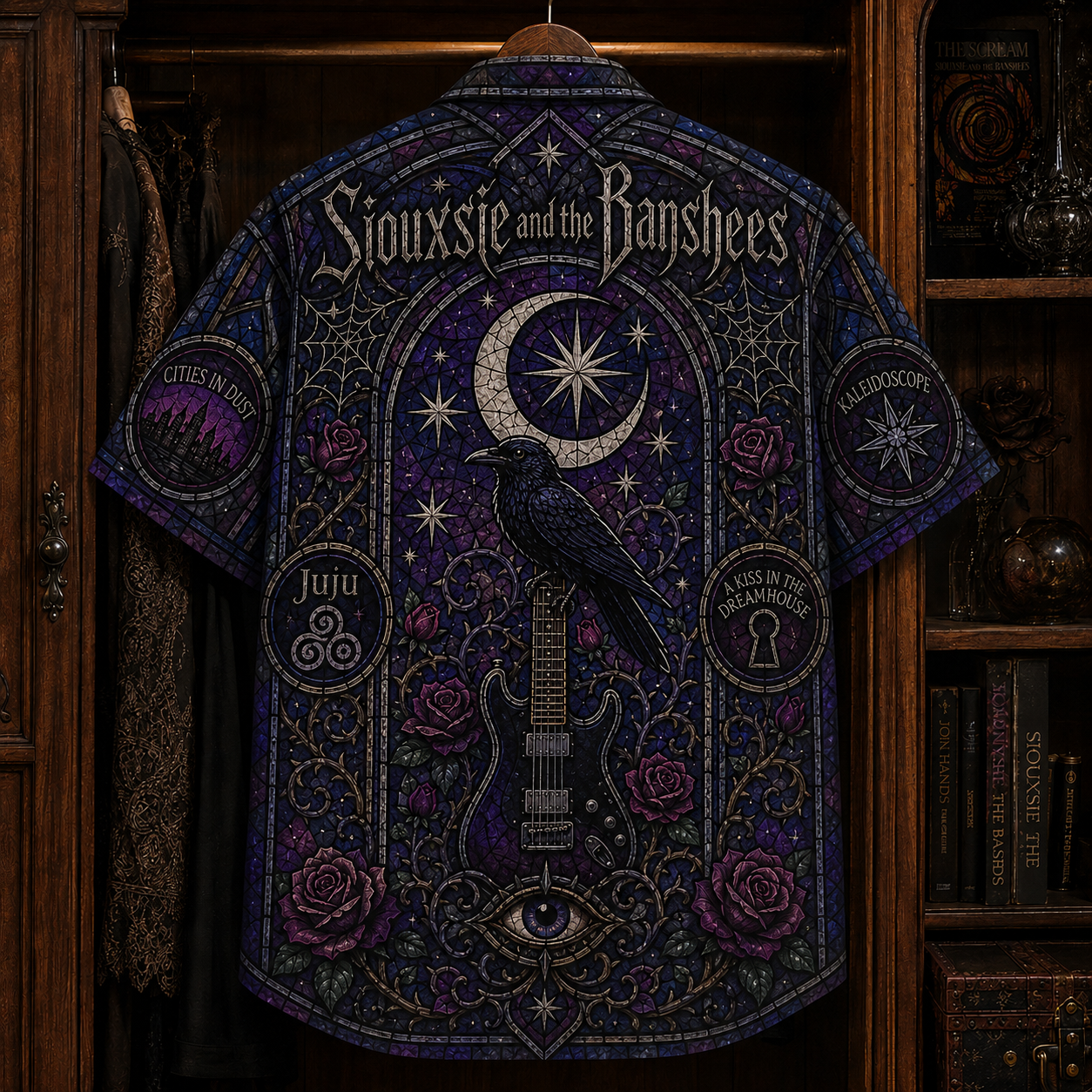 Siouxsie and the Banshees Hawaiian Shirt - Gothic Stained Glass Post-Punk Button-Up Shirt